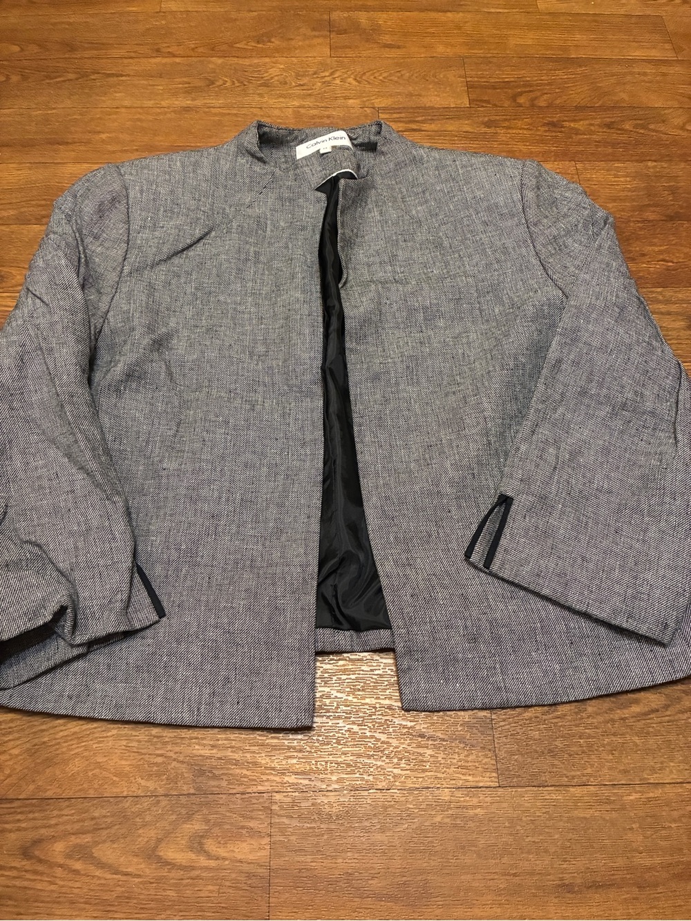 Calvin Klein Charcoal Textured Open-Front Blazer Size 14